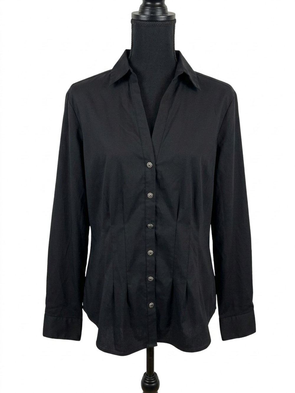 New York & Company Black Button-Down Shirt